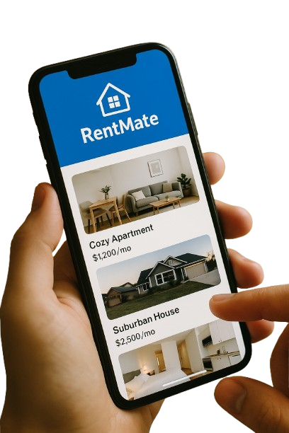 Person searching for rental properties on a laptop